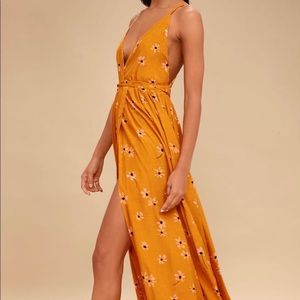 Faithfull the Brand Orange Floral Maxi Dress